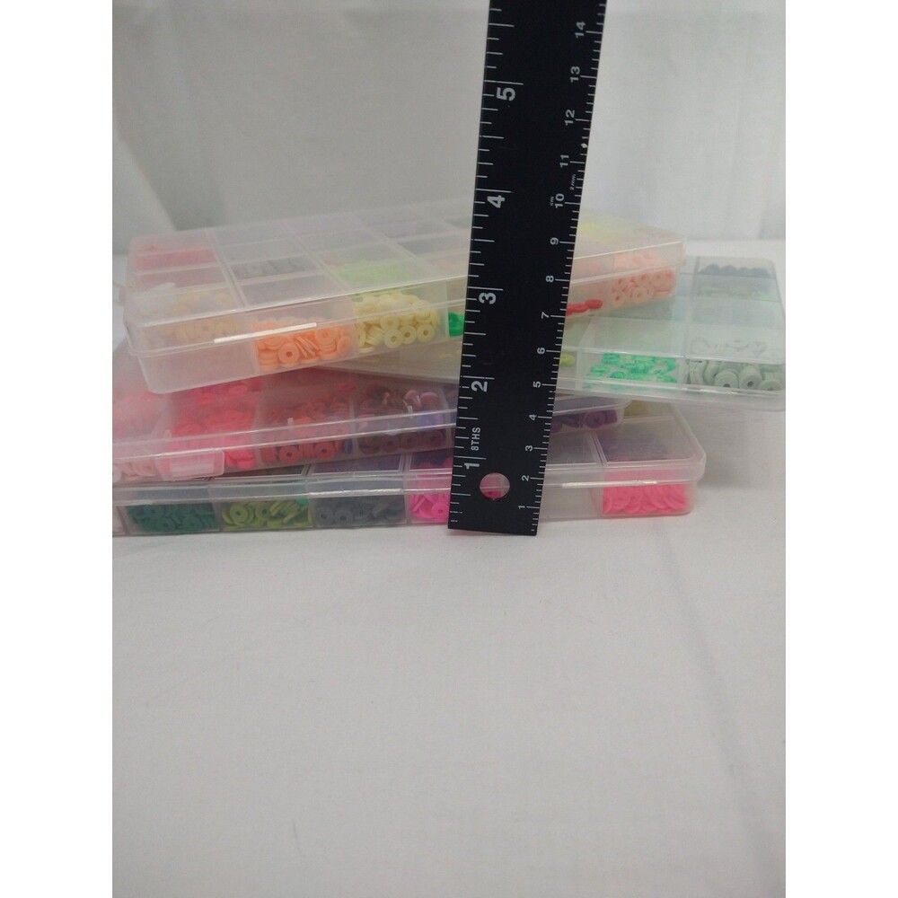 Lot of Crafting/Jewelry Heishi Vinyl Beads in cases + 5 Bracelets + bit of Cord - Picture 7 of 8